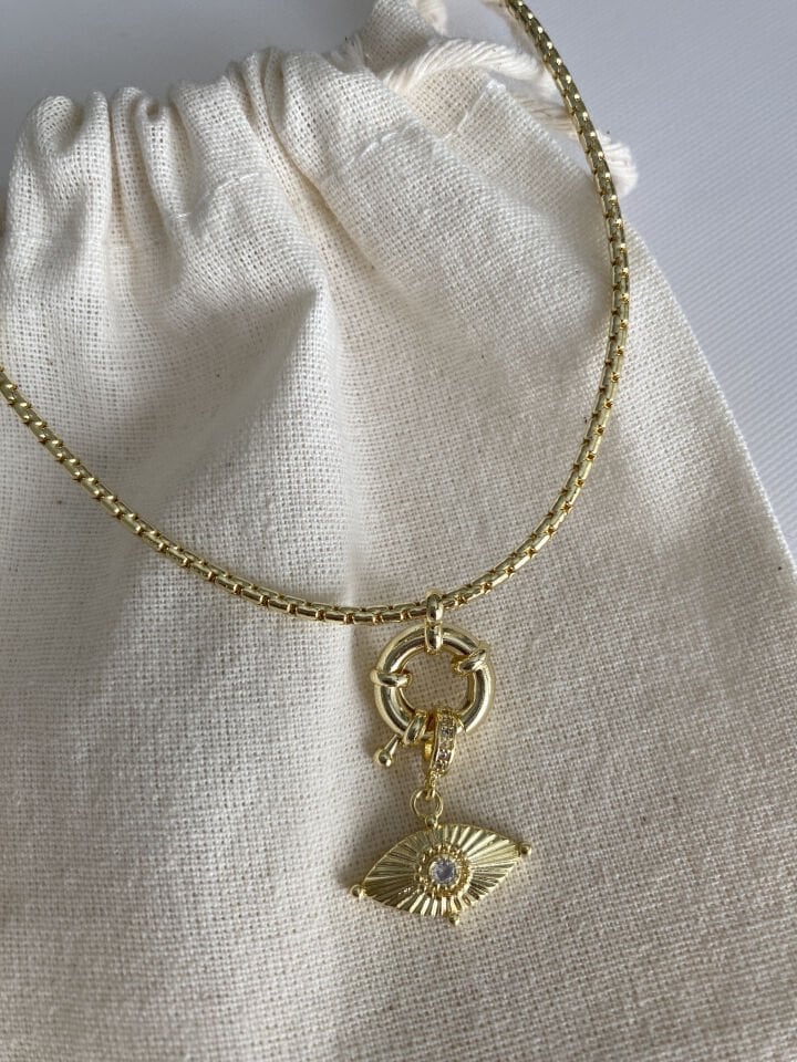 Göz Detaylı Gemici Kilit Kolye (50cm)