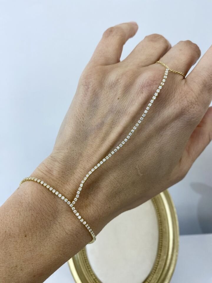 Altın Kaplama Minimal Taşlı Su Yolu Şahmeran Gold