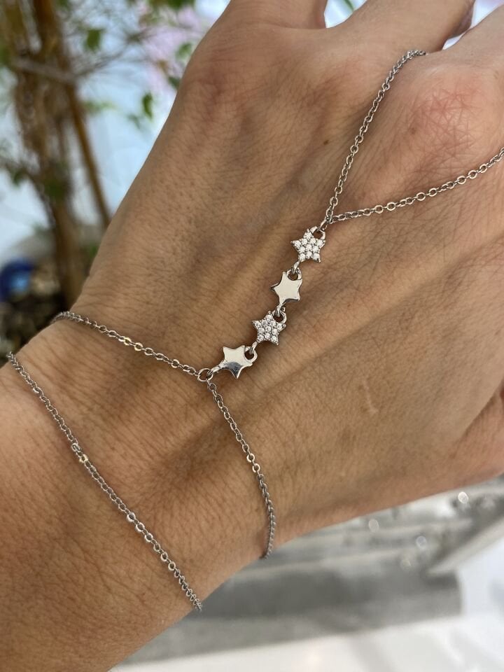 Rodyum Kaplama Dört Yıldız Şahmeran (Gümüş renk)
