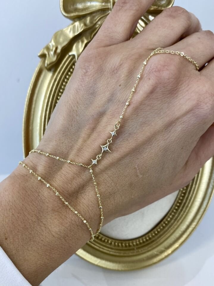 Altın Kaplama Taşlı Üç Yıldızlı Şahmeran Gold