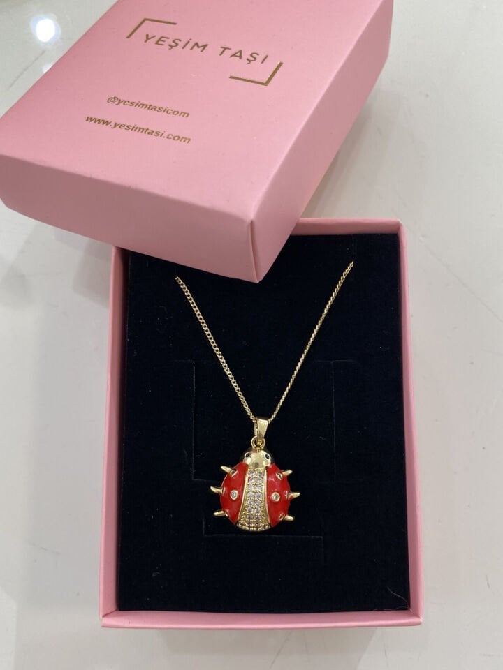Yılbaşı Kırmızı Uğurböceği Kolye