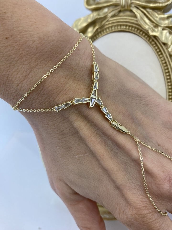 Altın Kaplama Taşlı Yılan Model Şahmeran Gold