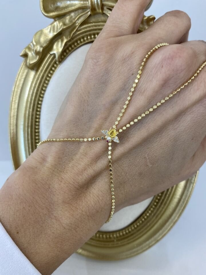 Altın Kaplama Arı Figür Ezme Zincir Şahmeran Gold