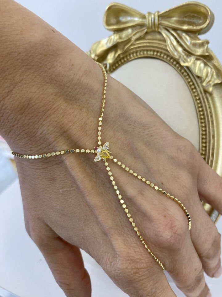 Altın Kaplama Arı Figür Ezme Zincir Şahmeran Gold