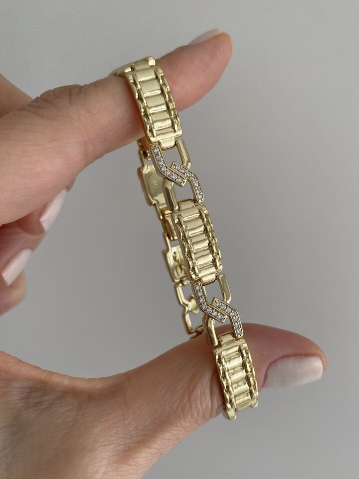 Özel Seri Gömme Taşlı Ataç Model Bileklik (17cm+ek)