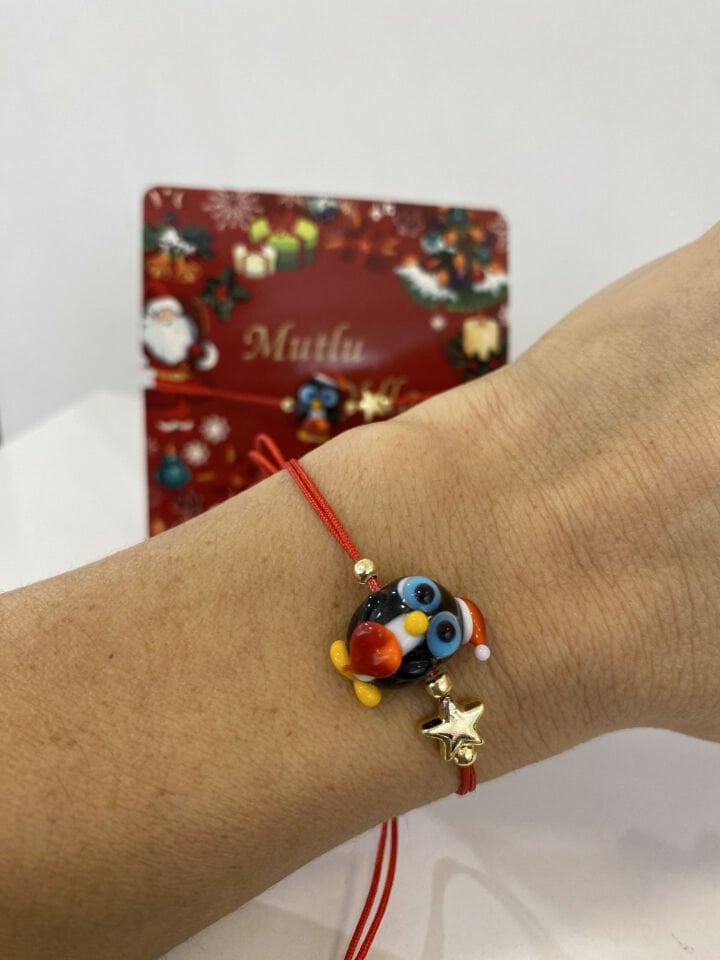 Yılbaşı Murano Penguen İp Bileklik