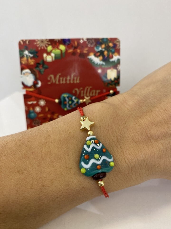 Yılbaşı Murano Ağaç İp Bileklik