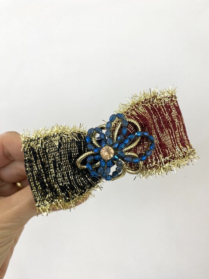 Yılbaşı Mavi Kristal Taşlı Otomatik Toka