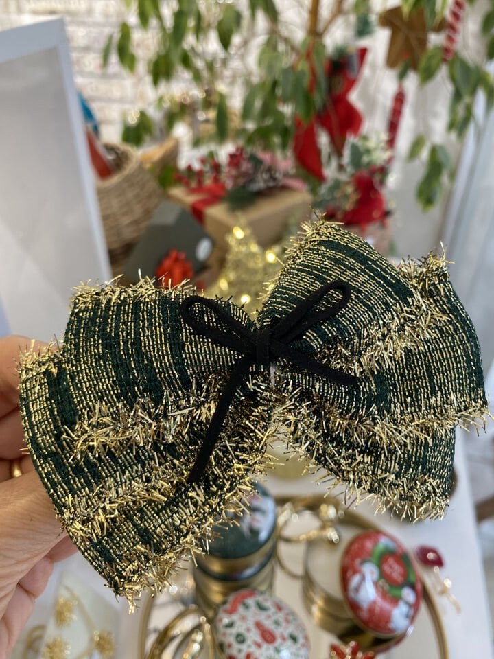 Yılbaşı Dore Sırmalı Yeşil Otomatik Toka