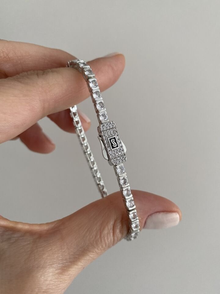 Monaco Model S Kilit Su Yolu Bileklik (18cm) Gümüş Renk