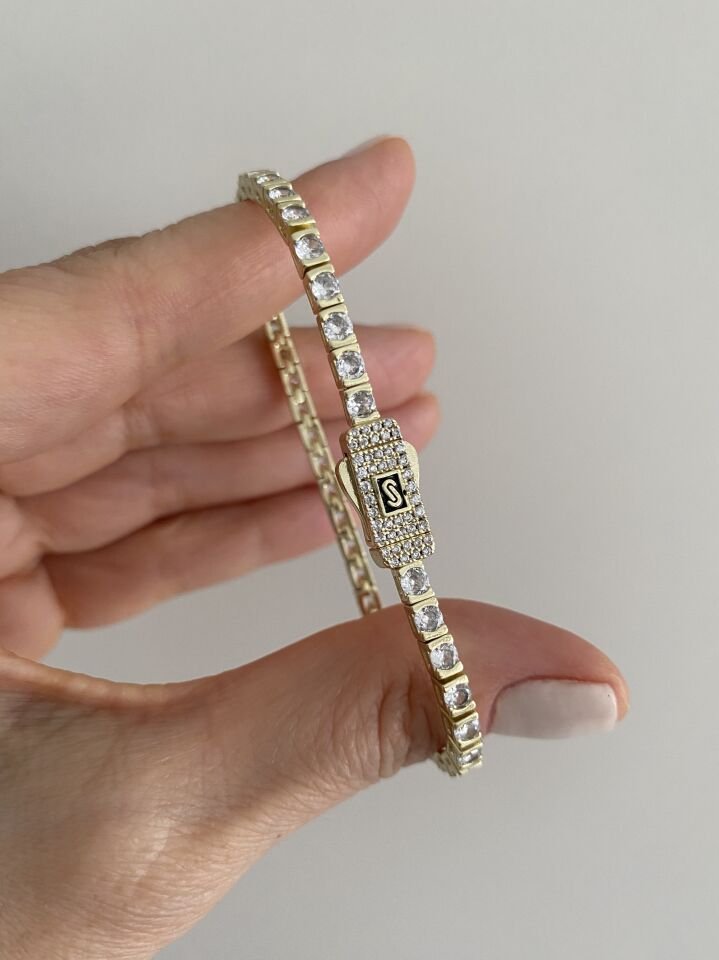 Monaco Model S Kilit Su Yolu Bileklik (18cm) Gold