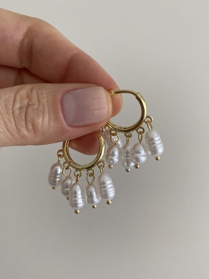 Altın Kaplama İncili Shakira Küpe (İç çapı:1,3 cm)