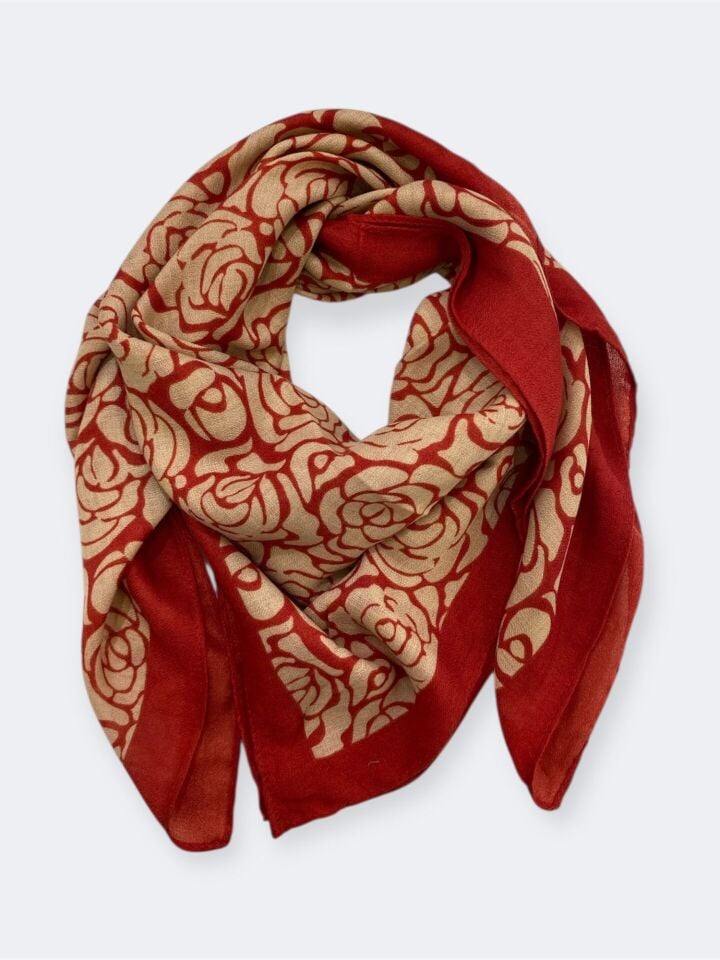 Desenli 90*90 Pamuklu Eşarp Şal