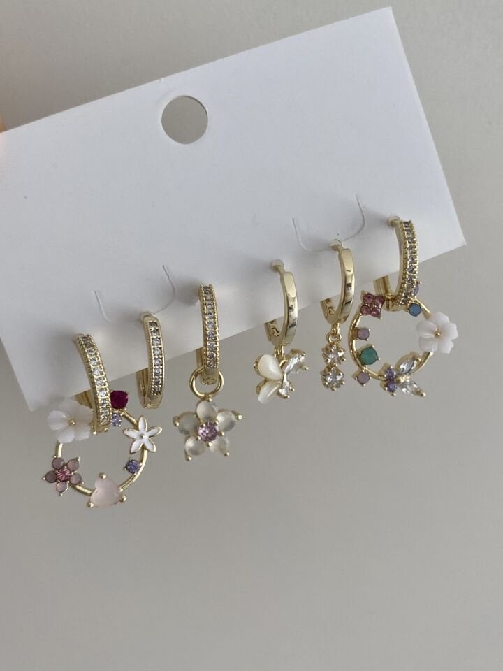 Altın Kaplama Altılı Garden Set Küpe
