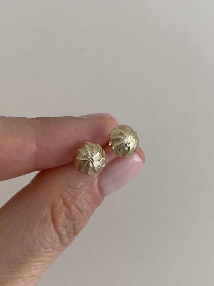 Özel Seri Lazer Kesim Yarım Küre Minimal Küpe 6mm
