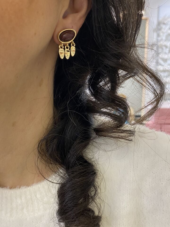 Minimal Pullu Kahverengi Küpe