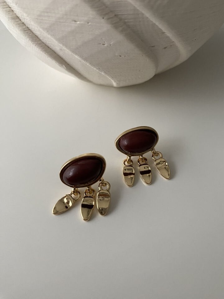 Minimal Pullu Kahverengi Küpe