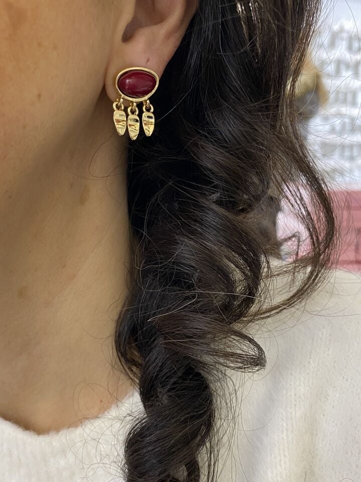 Minimal Pullu Bordo Küpe