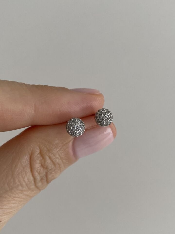 Özel Seri Gömme Taşlı Yarım Küre Model Minimal Küpe 6mm
