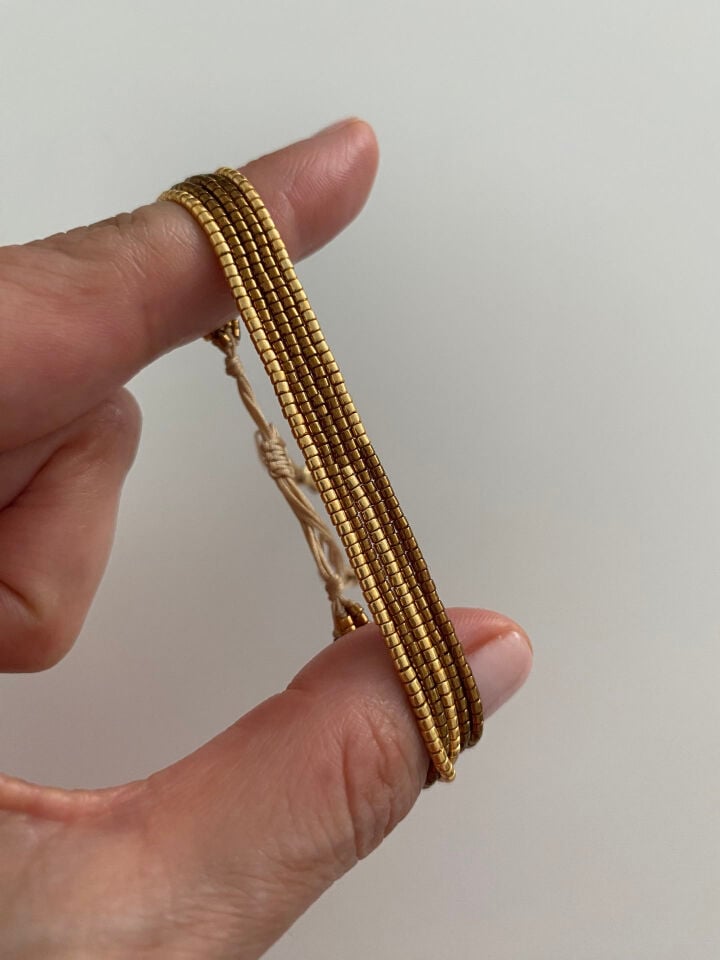 Kahve&Gold Çoklu Asansörlü Miyuki Bileklik