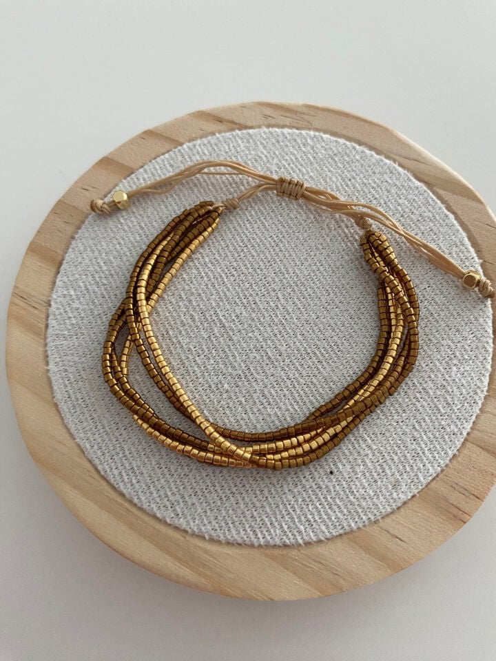 Kahve&Gold Çoklu Asansörlü Miyuki Bileklik