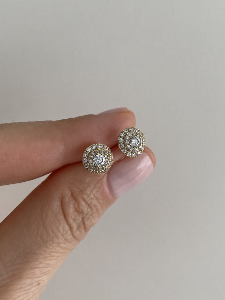 Özel Seri Halo Model Minimal Küpe Gold