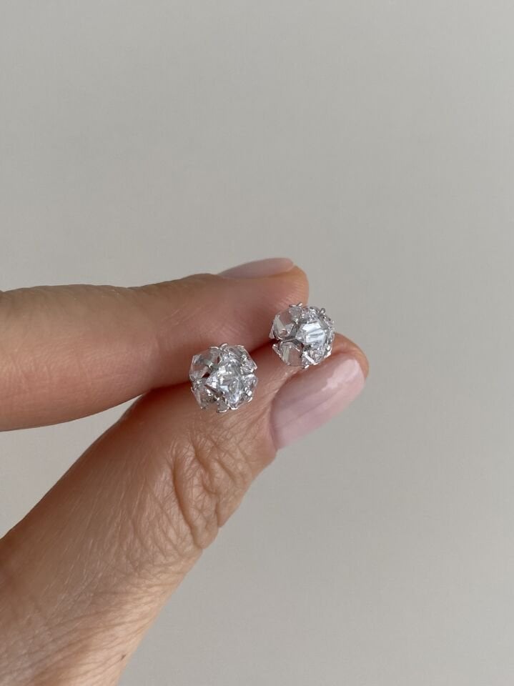Özel Seri Kristal Taşlı Küre Model Minimal Küpe
