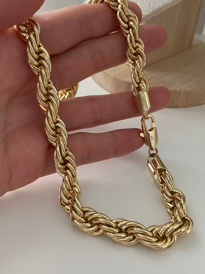 Özel Seri Kalın Burgu Zincir Kolye 60cm