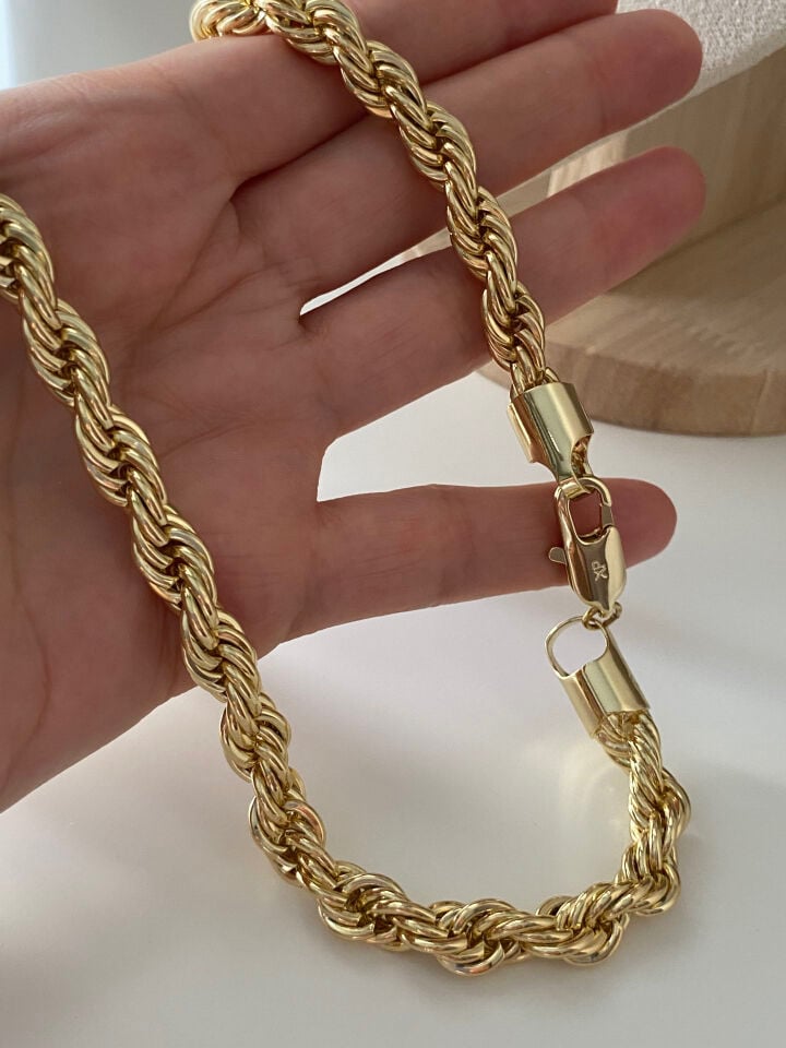 Özel Seri Kalın Burgu Zincir Kolye 50cm