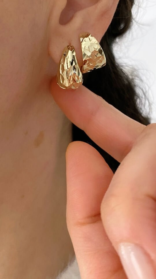 Lazer Kesim Geometrik Desen Halka Küpe