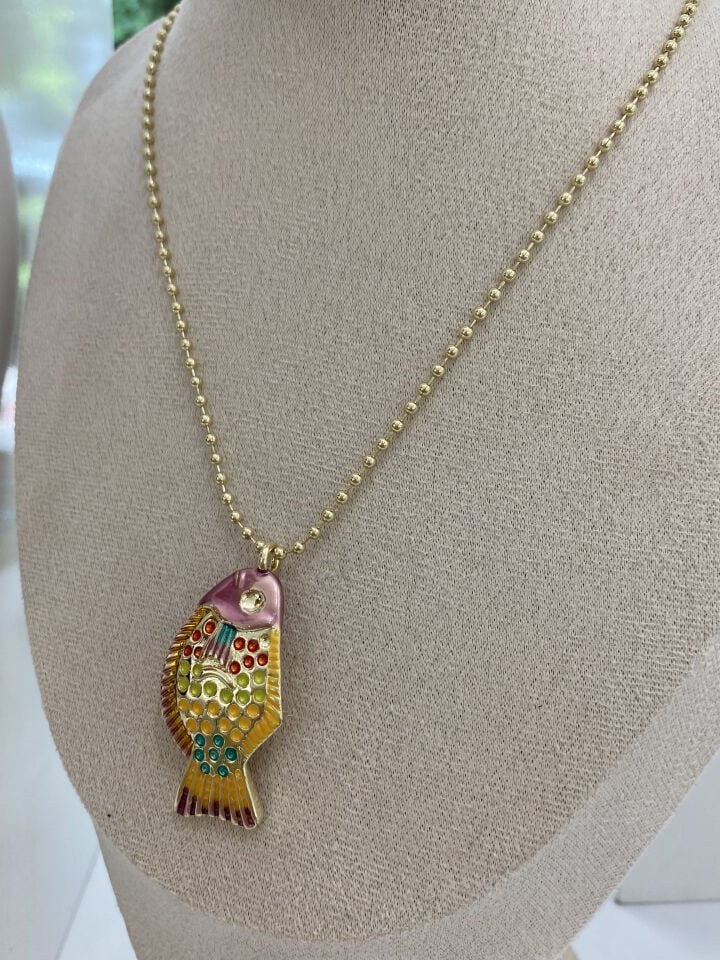 Altın Kaplama Pembe Mineli Benekli Balık (50cm+ek)