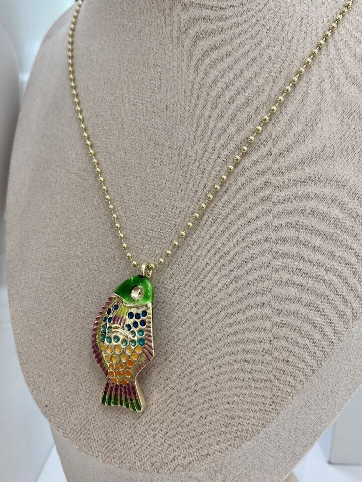 Altın Kaplama Yeşil Mineli Benekli Balık (50cm+ek)