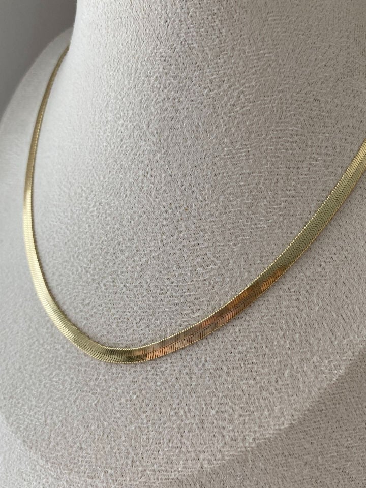 Özel Seri Yassı İtalyan Zincir Kolye 45cm