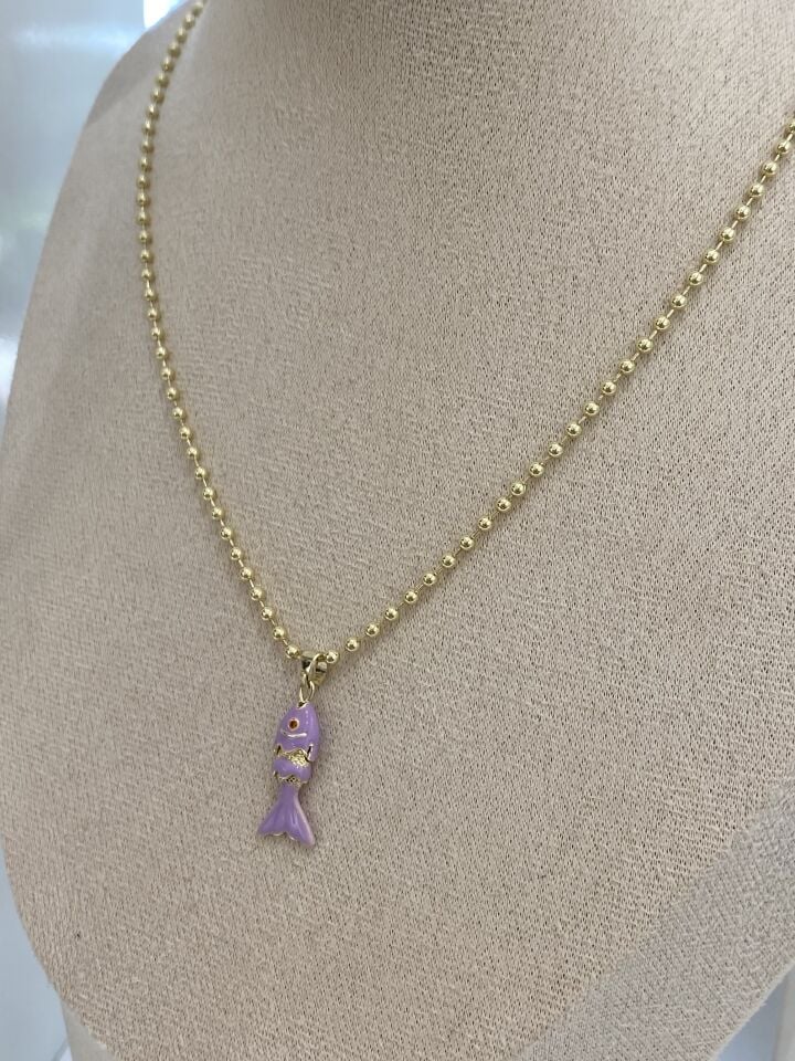Altın Kaplama Mineli Lila Mini Hareketli Balık (50cm+ek)