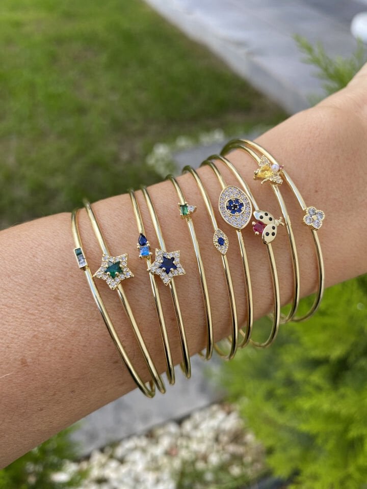 Minimal Uğurböceği Figür İnce Kelepçe Bileklik