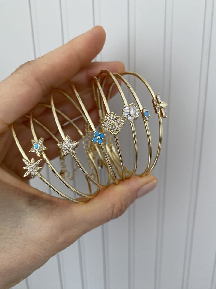 Minimal Eyelas Figür İnce Kelepçe Bileklik