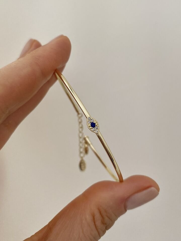 Minimal Göz Figür İnce Kelepçe Bileklik