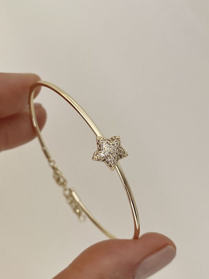 Minimal Star Figür İnce Kelepçe Bileklik