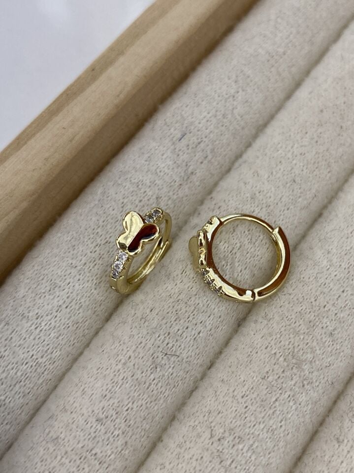 Özel Seri Çocuk Küçük Kelebek Figür Halka Küpe (İç çapı:0,9 cm)