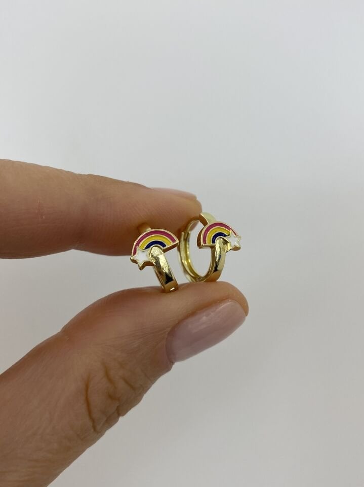 Özel Seri Çocuk Gökkuşağı Halka Küpe (İç çapı:1 cm)