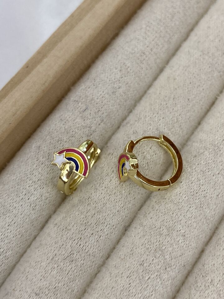 Özel Seri Çocuk Gökkuşağı Halka Küpe (İç çapı:1 cm)