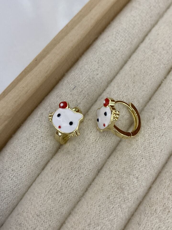 Özel Seri Çocuk Hello Kitty Halka Küpe (İç çapı:1,1 cm)