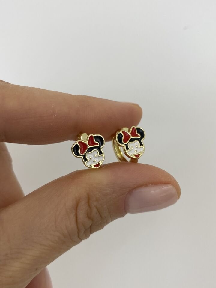 Özel Seri Çocuk Mini Mouse Halka Küpe (İç çapı:1,1 cm)