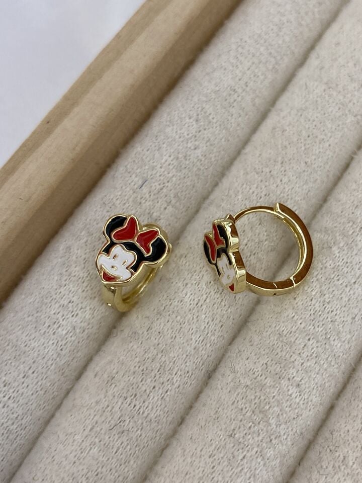 Özel Seri Çocuk Mini Mouse Halka Küpe (İç çapı:1,1 cm)