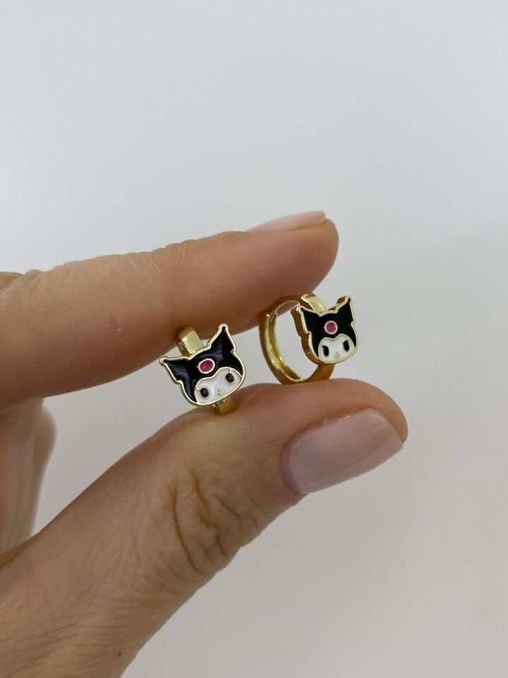 Özel Seri Çocuk Kuromi Halka Küpe (İç çapı:1,1 cm)