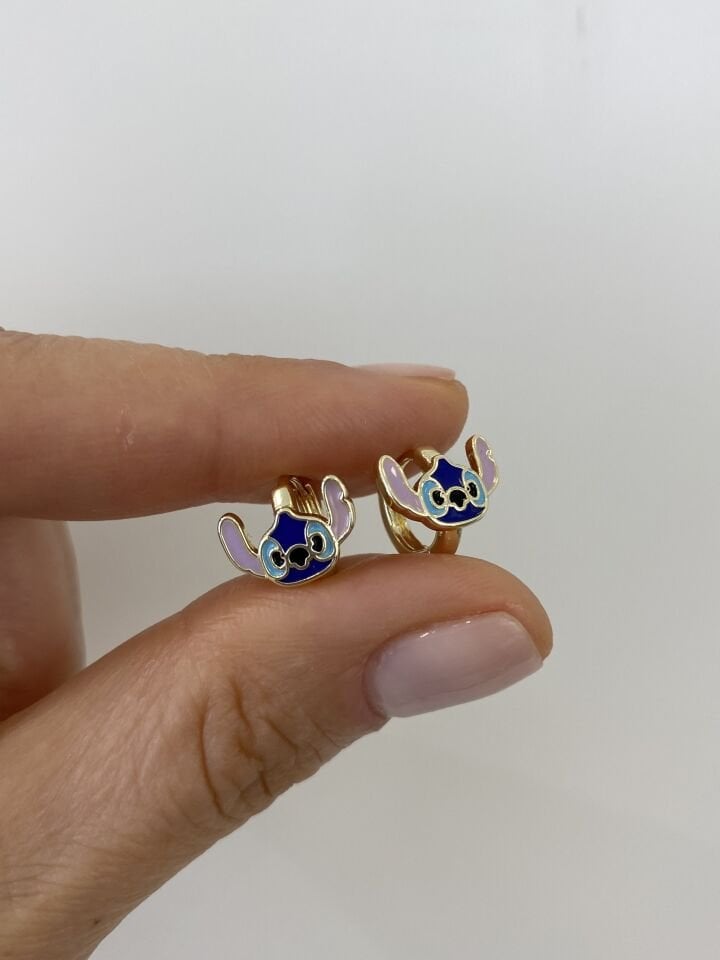 Özel Seri Çocuk Stitch Halka Küpe (İç çapı:0,9 cm)