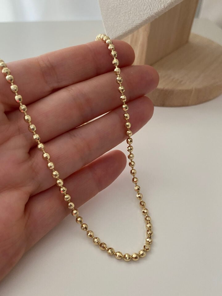 Özel Seri Kesimli Dorika Top Zincir Kolye 45cm