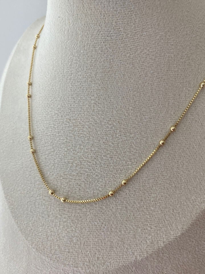 Özel Seri Minimal Top Detaylı Bismark Zincir Kolye 45cm