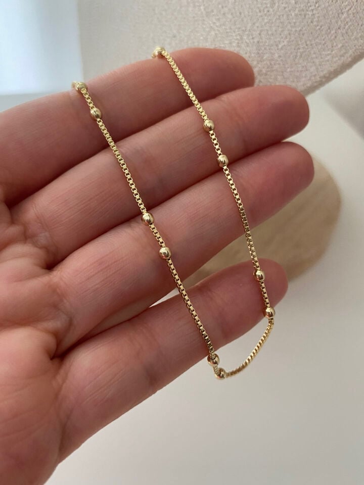 Özel Seri Minimal Top Detaylı Bismark Zincir Kolye 45cm