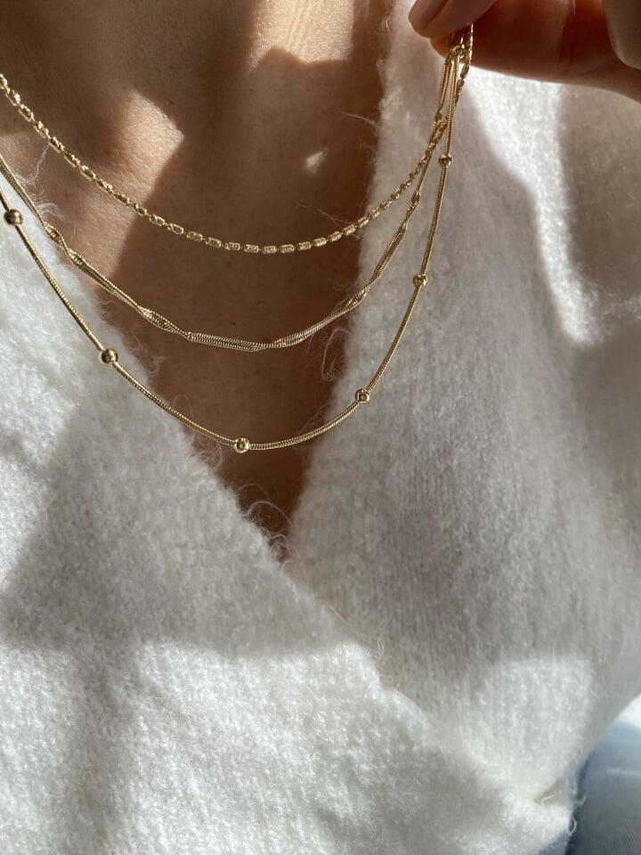 Minimal Lazer Kesim Dolgulu Boru Zincir “45cm”